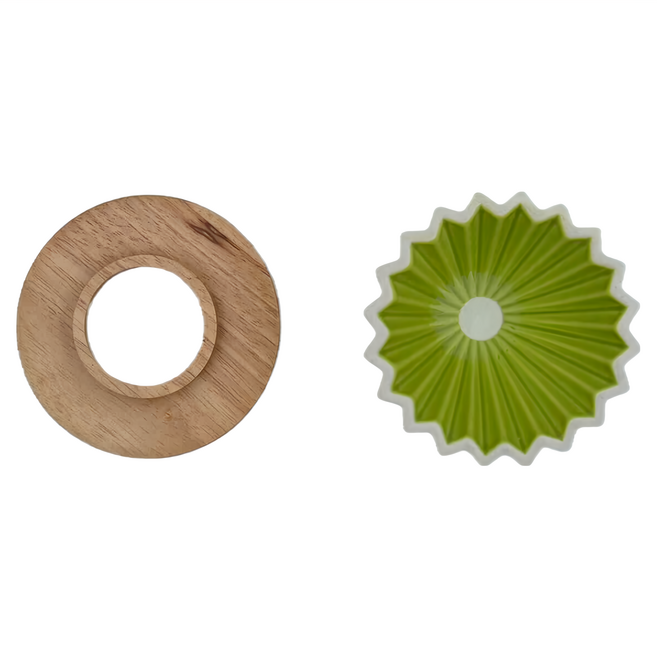 彩色陶瓷木托咖啡濾杯 + 木托, 1個, 濾杯 + 木托, 2-4 人份