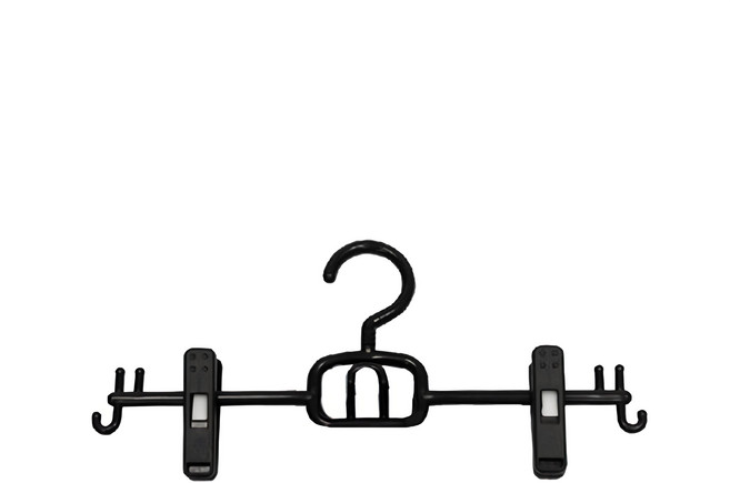 Axis 艾克思 乾濕兩用一字型串掛裙褲架附夾 防滑夾頭 節省空間, 黑色, 2個