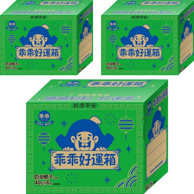 乖乖 好運箱 奶油椰子口味 6包入, 奶油椰子6包, 3盒