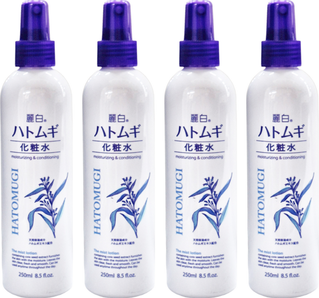 KUMANO 熊野油脂 麗白薏仁化妝水噴霧 250ml 高保濕成分w透明質酸+膠原蛋白 敏感肌適用, 4瓶