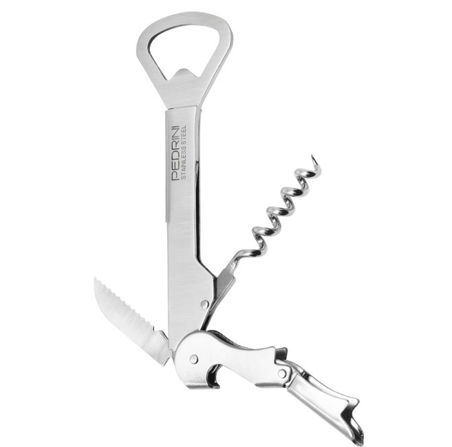 PEDRINI Gadget 兩段式酒保開瓶開酒器/鋁箔刀, 1支, 銀色
