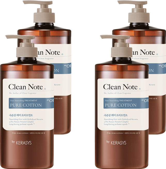 KERASYS 可瑞絲 Clean Note 護髮乳 清新棉花香, 1L, 4瓶