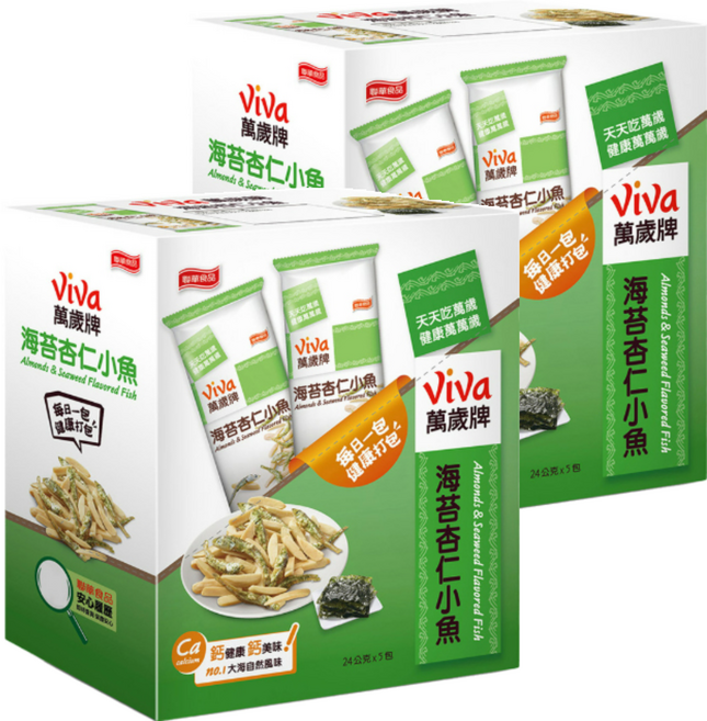 ViVa 萬歲牌 海苔杏仁小魚, 120g, 2盒