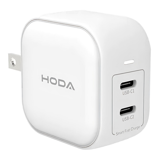 HODA 好貼 TC-13 45W 2-Port GaN 電源供應器 PD Fast Charging Foldable Plug 白色