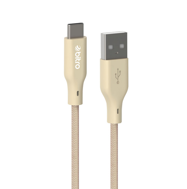 bitro USB-A-USB-C 柔韌編織傳輸快充線, 2m, 奶茶杏, 1條
