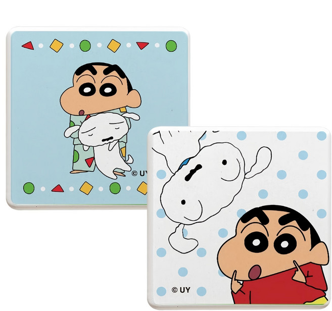 Shinchan 蠟筆小新 珪藻土杯墊套裝 0.9cm 快速吸乾 防霉抗菌 天然成分 淨化空氣, 睡衣 多色, 1組