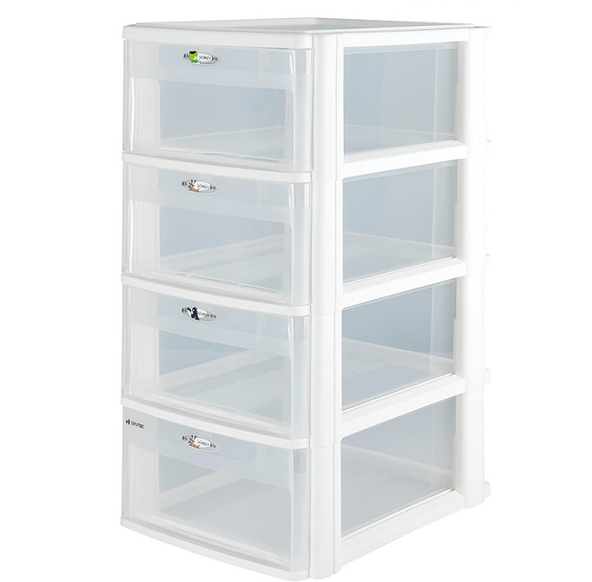 SHUTER 樹德 livinbox 魔法收納力A4玲瓏盒 PC-2440 白櫃透明抽 275W x 350D x 565H mm 抽屜收納盒, 4層