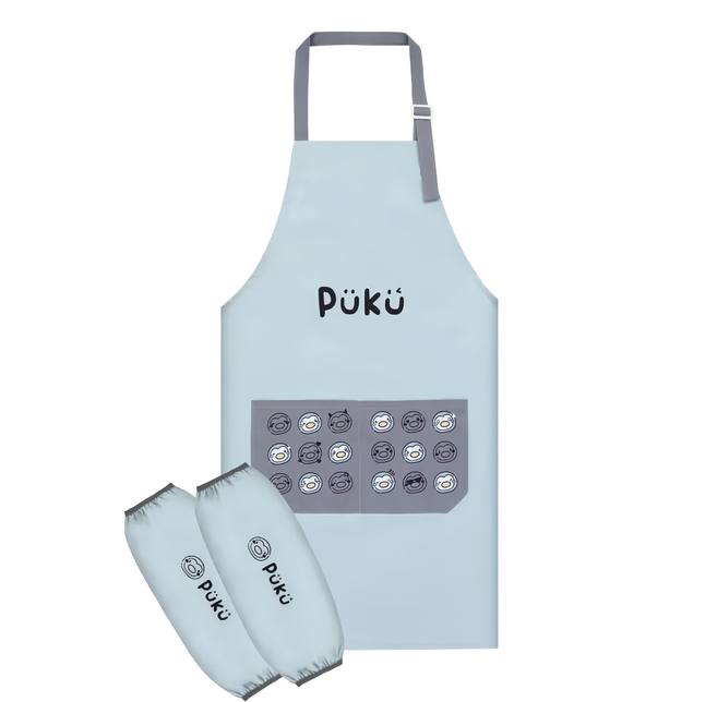 PUKU 藍色企鵝 Cosy大人系防水圍裙 含袖套, 靜藍色, 1件