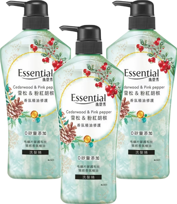 Essential 逸萱秀 雪松+粉紅胡椒洗髮精 香氛精油修護, 700ml, 3瓶