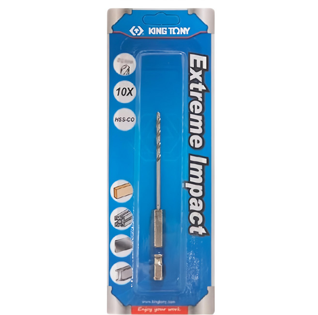 KING TONY 金統立 專業級雙溝六角柄不鏽鋼鑽頭 KT7E12121-1 2.1mm, 1個