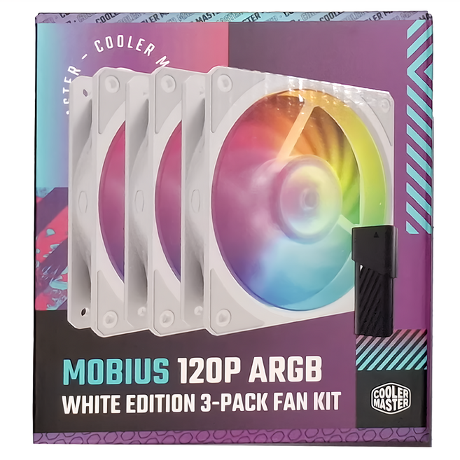 COOLER MASTER 酷碼 Mobius 120P ARGB 白色限定版 3入風扇組 獨特環形葉片設計, MFZ-M2DW-243P2-R1, 白色, 1個