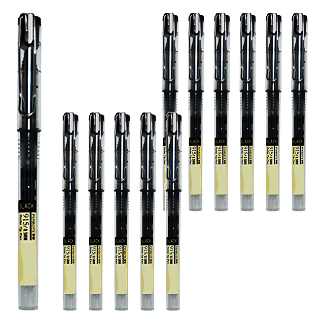 PENROTE 筆樂 915直液式針型鋼珠筆, 黑色, 12支