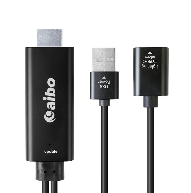 aibo iOS/Type-C/Micro 三合一 手機轉HDMI影音傳輸線 鋁合金外殼, 2m, 黑色, 1條