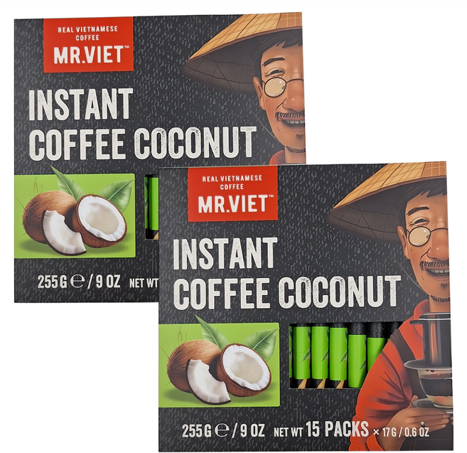 MR.VIET 椰子即溶咖啡粉, 17g, 15入, 2盒