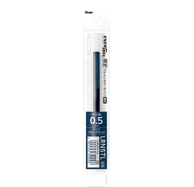 Pentel 飛龍文具 ENERGEL LRN5TL-CA 極速鋼珠筆筆芯 0.5, 藍黑色, 12支