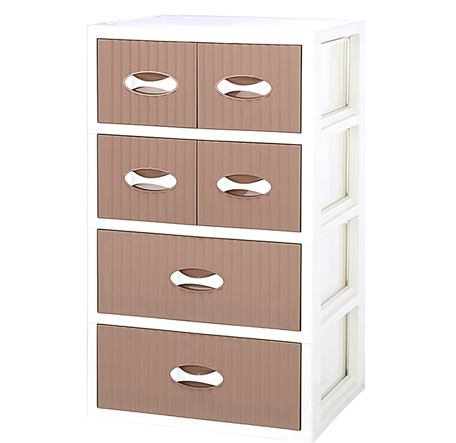 KEYWAY 聯府 CJ4204 安雅綜合四層櫃, 白色 + 棕色, 6個