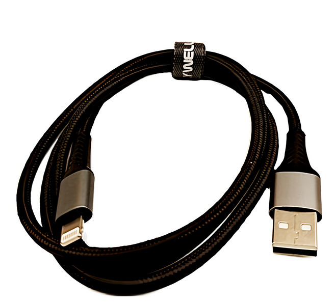POLYWELL 寶利威爾 USB-A To Lightning編織充電線 PW15-W45-A261, 1m, 黑色, 1條