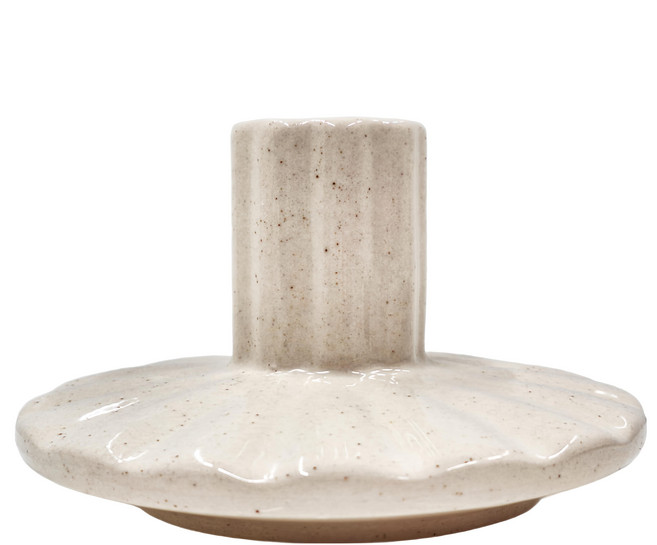 北歐現代素白風格陶瓷燭臺, 米白色
