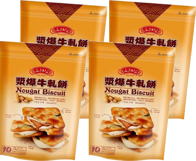 三叔公 漿爆牛軋餅 花生口味, 140g, 4包