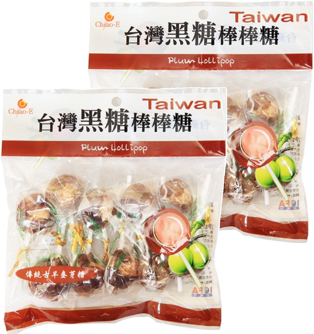 Chiao-E 巧益 台灣黑糖小梅棒, 140g, 2袋