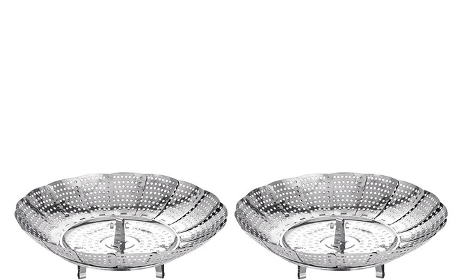 JOSIC 伸縮折疊不鏽鋼蒸籠架 中(20 x 20cm), 2個, 銀色