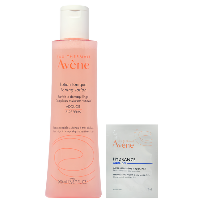 Avene 雅漾 活泉柔潤保濕化妝水200ml + 保濕水凝霜2ml, 1組