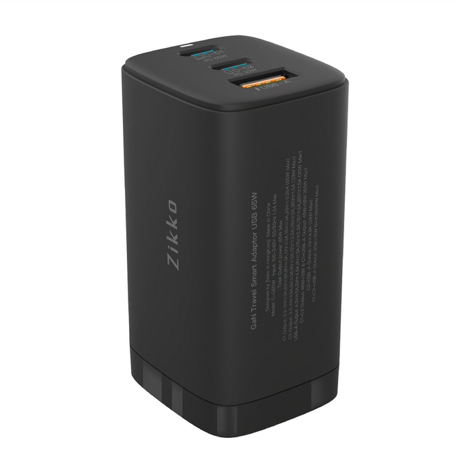 Zikko 即刻 PD 65W 氮化鎵智能充電器 C-G65W 黑色 支援多設備快速充電, 1個