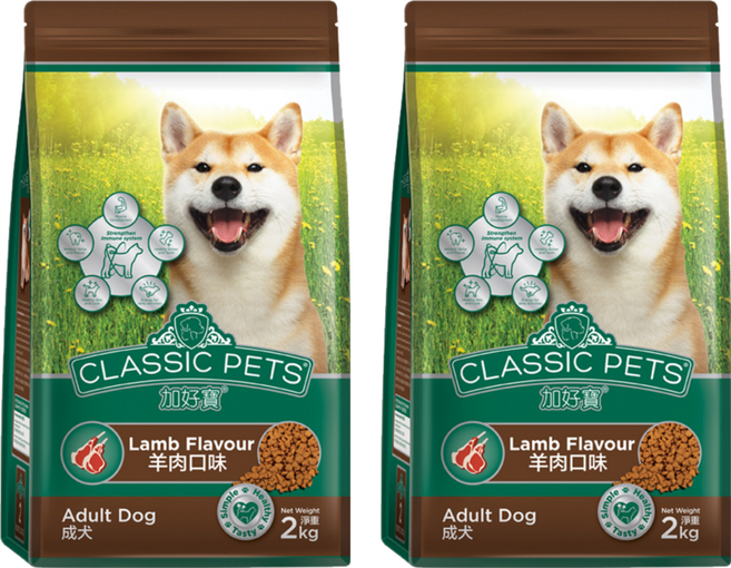 CLASSIC PETS 加好寶 乾狗糧, 2kg, 2袋, 羊肉口味