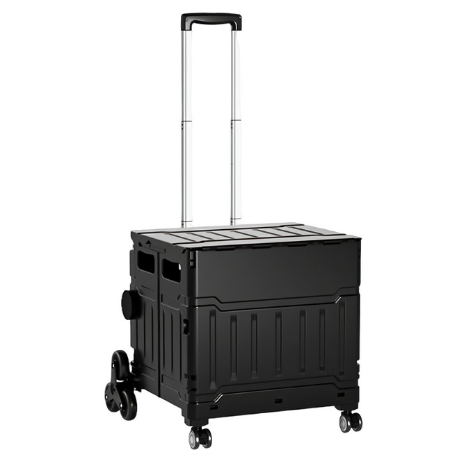 萬用折疊購物車 爬梯式 50L, 黑色, 1個