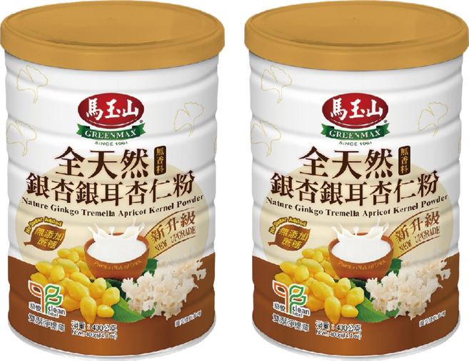 馬玉山 全天然銀杏銀耳杏仁粉, 400g, 2罐