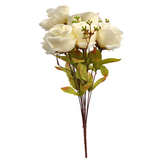 Meric Garden 仿真唯美漫舞玫瑰花束 淨白, 純淨白, 1件