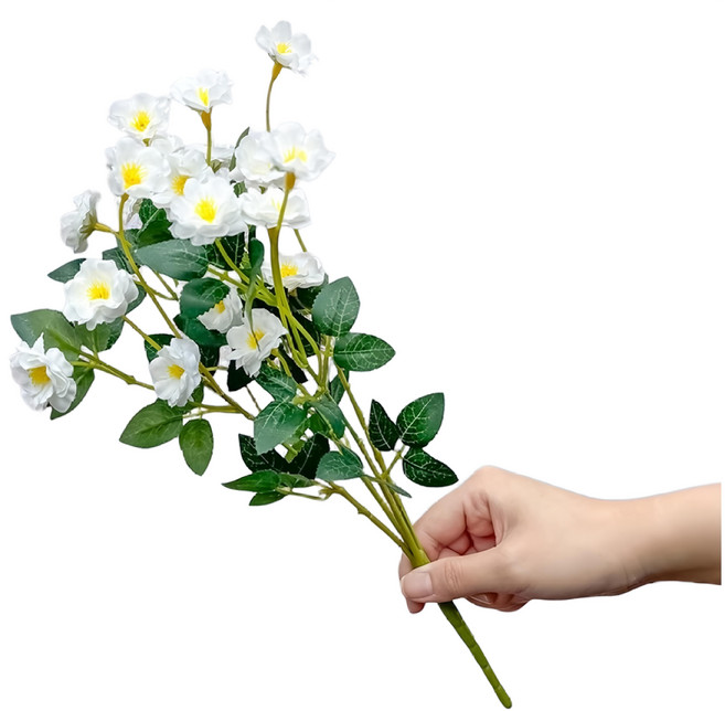 Floral M 花藝 法式迷你仿真花 薔薇, 1件, 優雅白