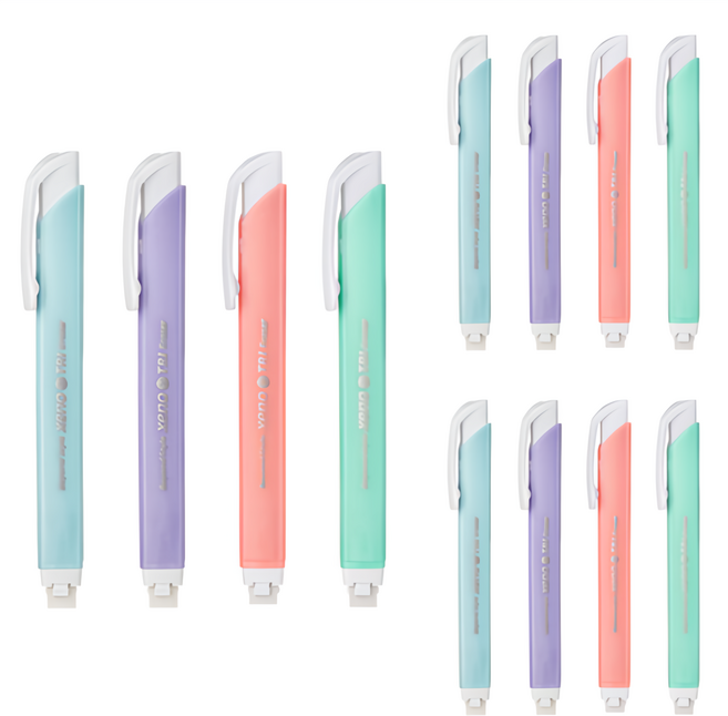 제노 삼각 노크식지우개, 12개입, 혼합