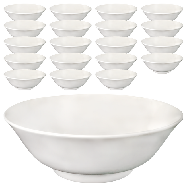 大同磁器 麵碗 6.25吋 - 優質磁器 適用於家庭聚餐或商業用途, 白色, 20個