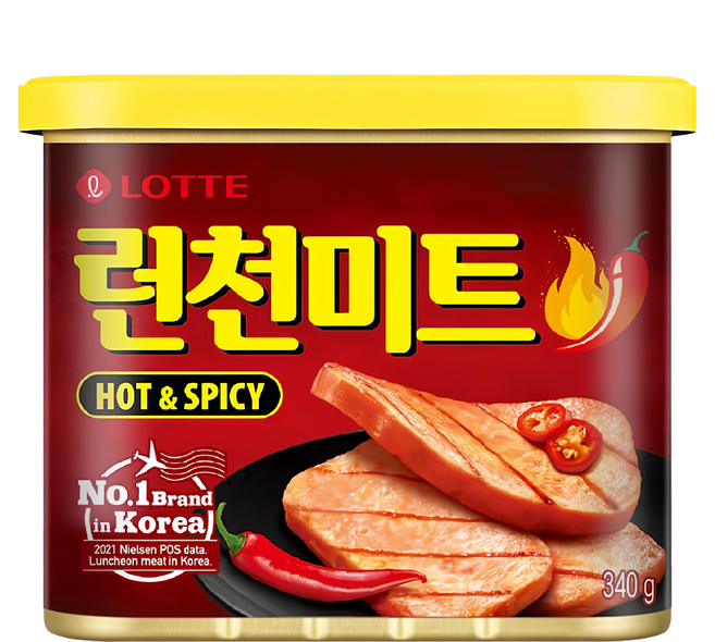 LOTTE 樂天 午餐肉 辣味, 340g, 1罐