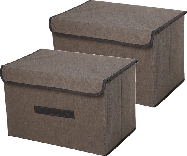 棉麻收納盒 布藝摺疊收納箱 防水防潮防霉防蟲 衣物玩具書籍收納, 咖啡色, 6個