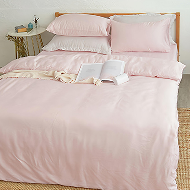 LAZYDAY BEDDING 小日常寢居 素面文青300織 100% TENCEL TM 純天絲 TM 6 x 7尺薄被套, 薔薇粉
