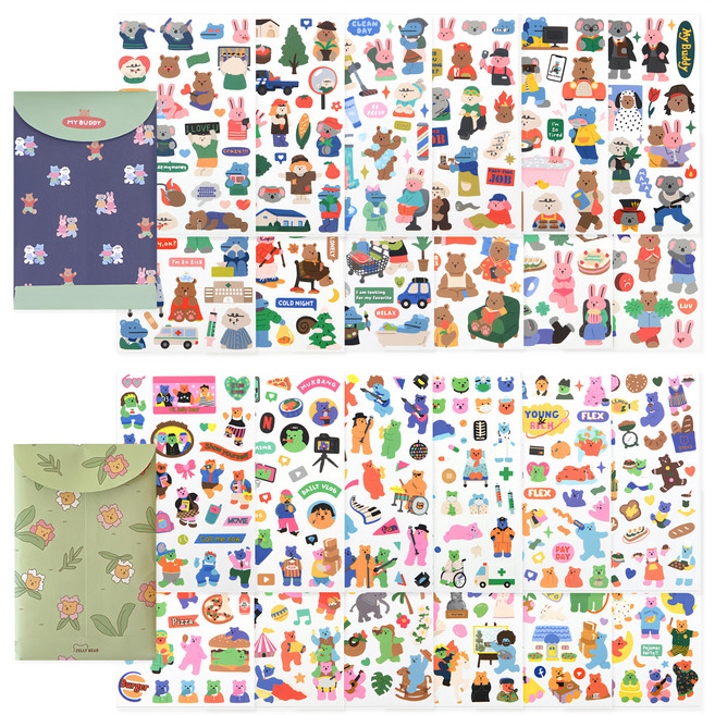 Dailylike My Buddy 12款+Jelly Bear 12款貼紙組, My Buddy + Jelly Bear, 1組
