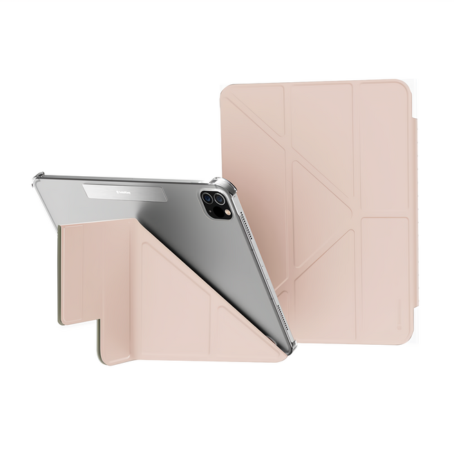 SwitchEasy 魚骨牌 Origami Nude 全方位支架透明背蓋保護套, 粉沙色, 1個