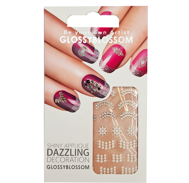 GLOSSYBLOSSOM 3D眩眼美甲貼 Set 閃亮貼花裝飾, 花, 3包