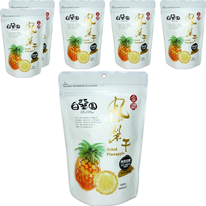 白堊園 無糖金鑽鳳梨干, 100g, 6包