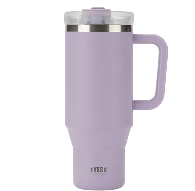 TYESO 泰碩 304不鏽鋼手提雙飲冰霸杯 TS-8868, 紫色, 1.2L, 1個