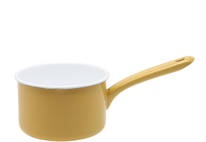 TSUKI-USAGI 月兔印 日製單柄片手琺瑯牛奶鍋, 13cm, 陽光黃, 1個