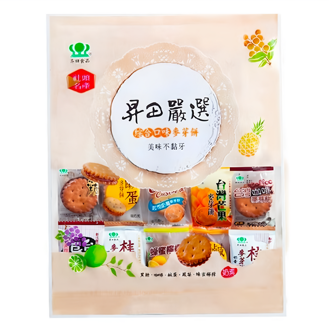 昇田食品 綜合麥芽餅 240g 多種口味一次滿足 台灣製造, 1袋