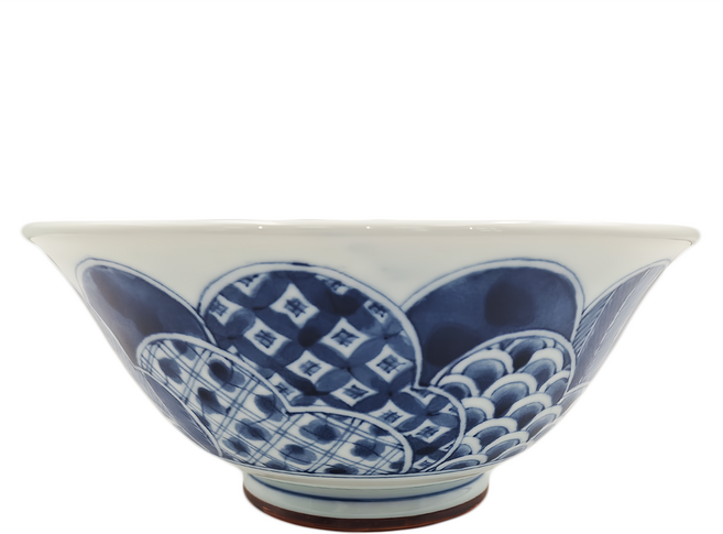 輕量七井 -日本製 寬19cm 高8.5cm 滿水容量900mL 陶瓷, 藍染 + 白色, 1個