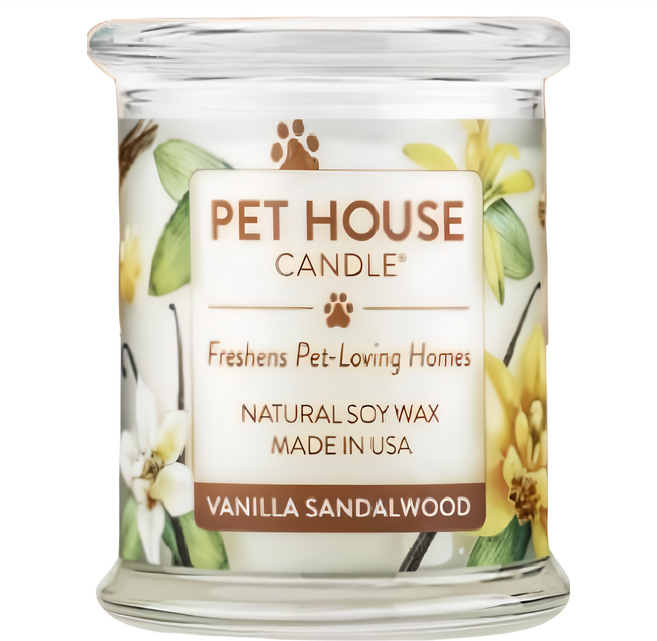 PET HOUSE 室內除臭寵物香氛蠟燭 香草檀香, 255g, 1罐