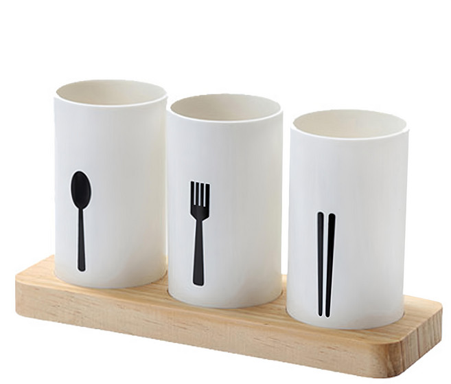 Ants 北歐風瀝水餐具收納桶 PP塑料原木, 混色, 1組