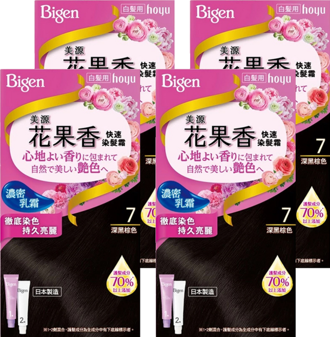 Bigen 美源 花果香快速染髮霜, 7深黑棕色, 4盒
