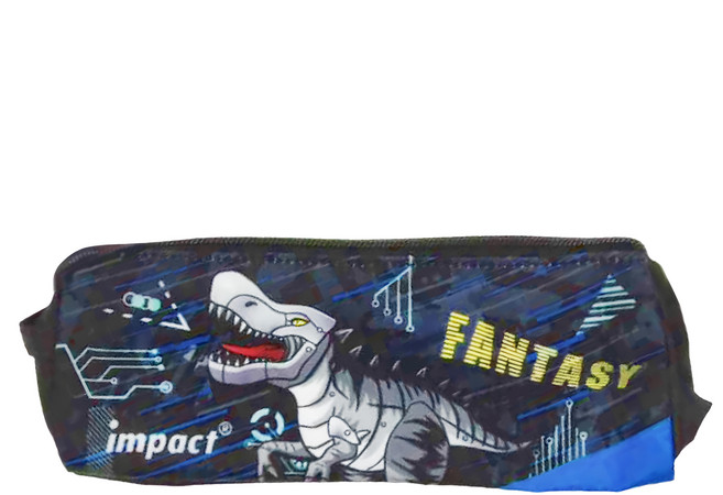 impact 怡寶 恐龍三角筆袋 立體大容量多用途, 黑色, 1個