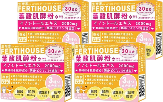 FERTIHOUSE 生育家 葉酸肌醇粉包, 30包, 3g, 4盒